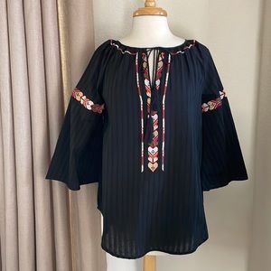 Black Embroidered Cotton Tunic